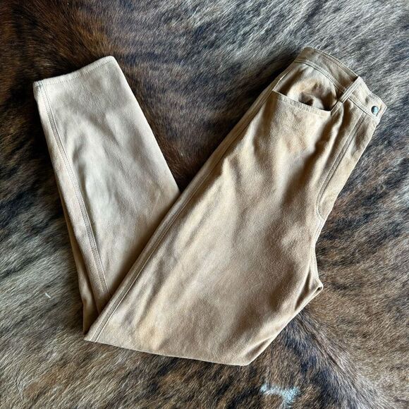 Vintage Vakko High Rise Suede Straight Leg Pants - Picture 3 of 6